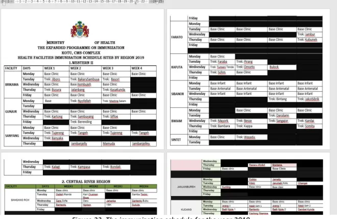 Figure 23: The immunization schedule for the year 2019. 