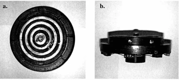Figure 2.7. Single fluid loop, infra-red sensing rotor stage. a. Top view; b. Side view.