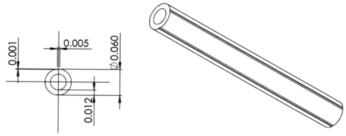 Fig.  2.  Dimensions  (inches)  of piezoelectric  tube cross  section and etch  specifications.