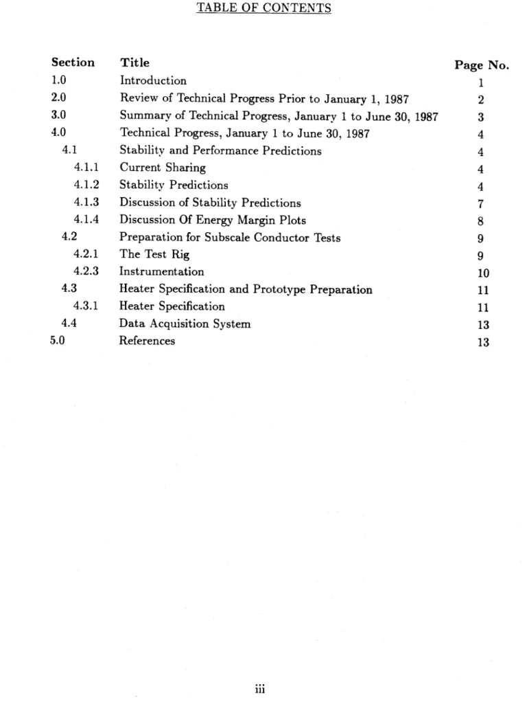 TABLE  OF  CONTENTS Section 1.0 2.0 3.0 4.0 4.1 4.1.1 4.1.2 4.1.3 4.1.4 4.2 4.2.1 4.2.3 4.3 4.3.1 4.4 5.0 Title Introduction