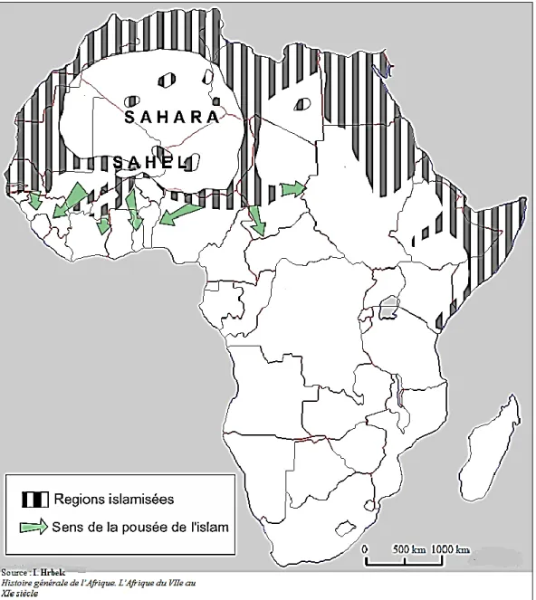 Figure 6 : Les régions islamisées vers 900/1500 