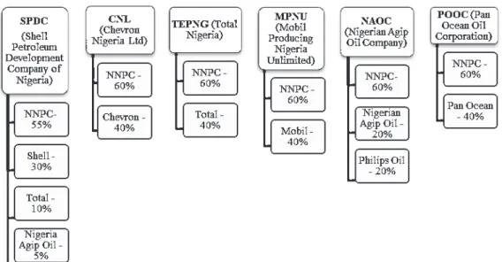 Figure 1 : la proportion de propriété des six projets coentreprises 