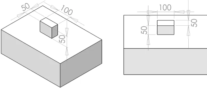 Figure 3.  The figure on the left shows an isometric view of the sample part that was measured