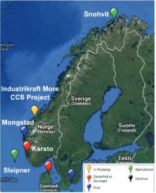 Figure 6 – Projets de CTSC en Norvège (Source : SCCS)