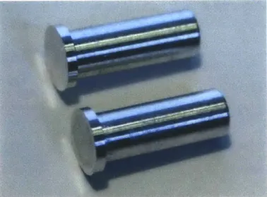 Figure  3-6.  Two  of the  completed  aluminum  female  pins  used  in  the  Peaucellier's  linkage joints.