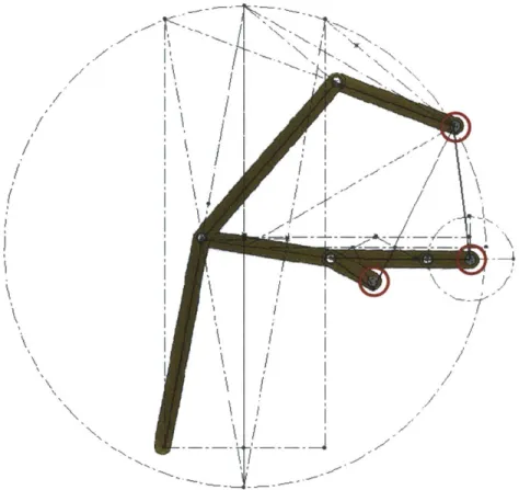Figure  4-3.  Final  Klann  linkage  dimensions,  along  with  the  calculated  sketch  showing  the  link lengths