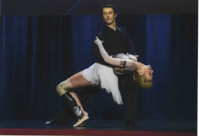 Figure 5-1:  A  still from  the TED  talk by  Hugh Herr showcasing  the dance  prosthesis