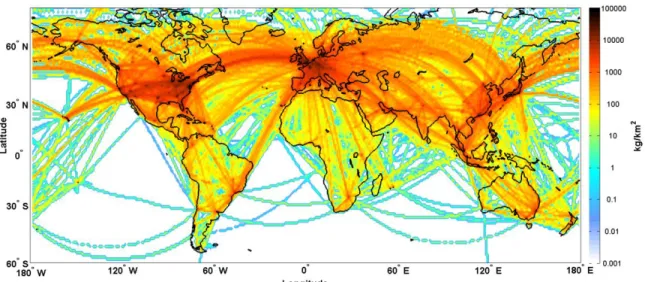 Figure 1: Column sum of global fuel burn from scheduled civil aviation for the year  2005