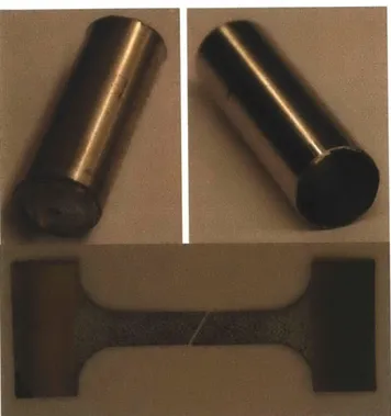 Figure 8  Endcaps  removed  (left),  an empty  18650 shell  casing  (right), and a fractured dogbone  specimen (bottom)