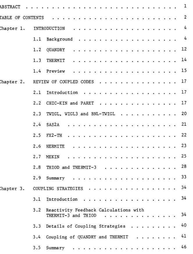 TABLE  OF  CONTENTS page ABSTRACT TABLE  OF  CONTENTS Chapter  1.  INTRODUCTION 1.1  Background 1.2  QUANDRY 1.3  THERMIT 1.4  Preview Chapter  2