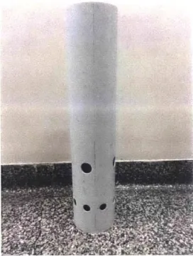 Figure 5:  The inner cylinder  is  constructed  out of 6-inch PVC  sewer pipe.  There  are  four  1-inch primary  inlets located  at the base of the PVC cylinder