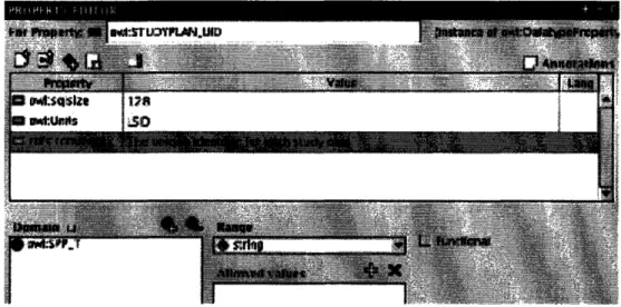 Figure 2  - This is an image from the Prot6g6 property  editor showing  the annotations that can be  added to  complete  the translation  from  OWL  property to  SQL column