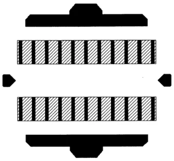 Figure  32.  Deposited  metal  shown  in the diagonal  lined pattern  and  the openings  to BCB  shown in  black.