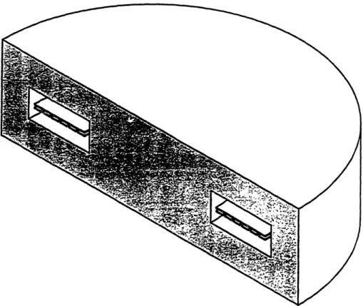 Fig.  4.5  Cutaway  view of slotted ungapped  transformer with  planar  spiral winding.