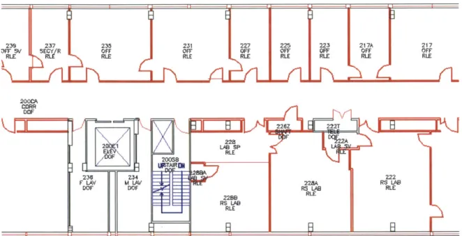 Figure  6.  A  partial AutoCAD  drawing of MIT Building  26, floor  2.