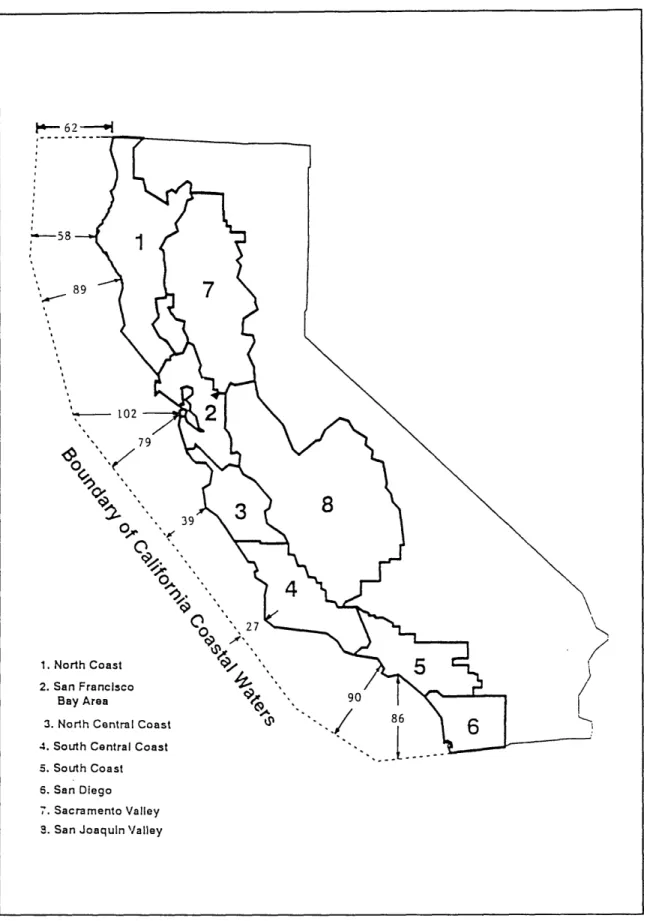 Figure  2:  California Coastal  Water  Air Basins  - Distances  in  Miles 23I&#34;'IIIIrI