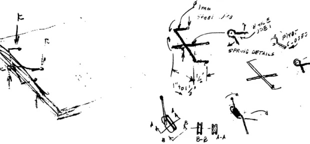 Figure 6: Sketches by Professor Blanco of the initial concept, utilizing a torsion spring.