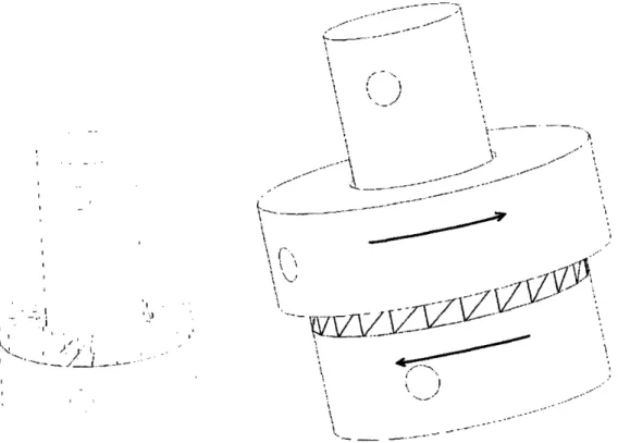 Figure  10: Rotational ratcheting design - when engaged, the  teeth  only  allow  counter-clockwise  rotation.