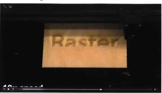 Figure 8:  Image  of a  1 Ox  sped up looped  video of raster cutting.  Below it is  an  explanation  of raster cutting.