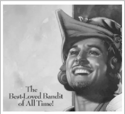 Figure 3 : Détail de l’affiche du film Robin Hood avec Errol Flynn et Olivia de Havilland   (Affiche originale Warner Bros Picture, 1938 ; modifiée)