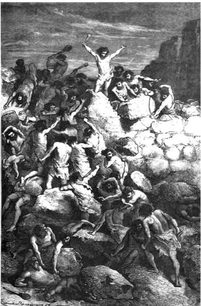 Figure 20 : Bayard, 1870. Les premiers combats réguliers entre les hommes à l’âge de la pierre,   ou le camp retranché de Furfooz