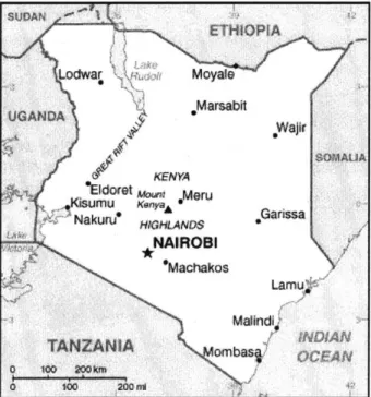 Figure  1.2  - Map  of Kenya  (Source:  University  of Texas  at  Austin,  2005)