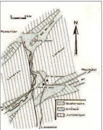 Fig. 11 Carte géologique simplifiée de la région de la Cluse et Mijoux 
