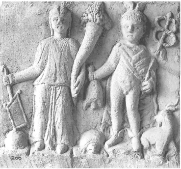 Fig. 9. Bas-relief de Glanum avec Mercure et Fortuna. 