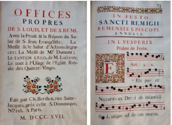 Fig. 12 – Un exemple de volume in-2° poché par Berthot : les Offices propres de S. Louis et de S