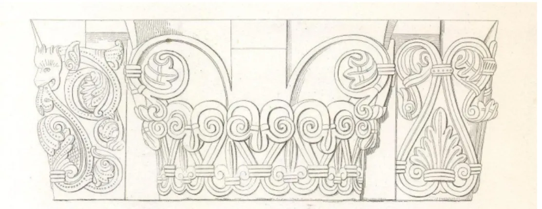 Fig. 03 Paris, Sainte-Genevi�ve, chapiteaux du chœur (Albert Lenoir, Statistique monumentale de Paris).