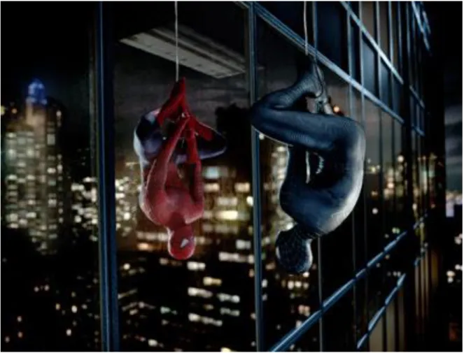 Illustration 7 : Araignée énantiomorphe. Où est le réel ? Où est le reflet ? Image promotionnelle  pour Spider-Man 3 (2007)