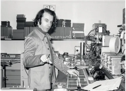 Figure 6 :   Jean-Claude Eloy au studio de Cologne lors de la réalisation de  Shânti (1972-73) 