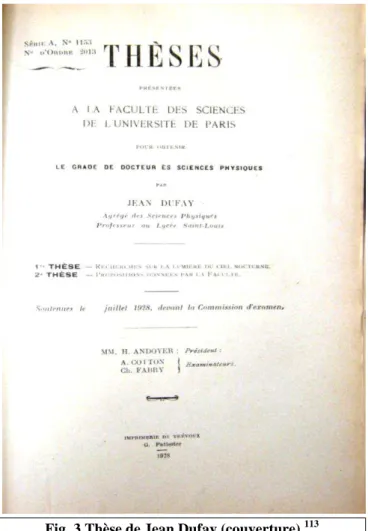 Fig. 3 Thèse de Jean Dufay (couverture)  113