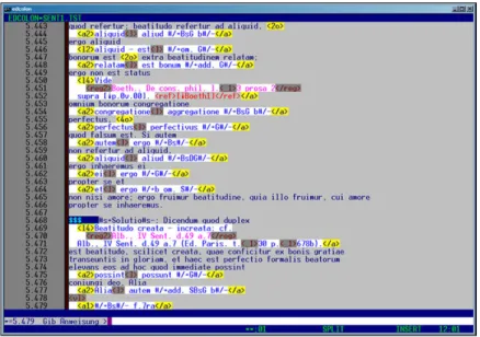 Figure 5 : Exemple d’interface d’encodage textuel fonctionnant en SGML 