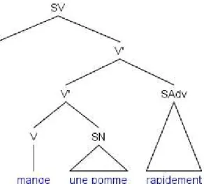 Figure 0.3 : exemple d’adjonction  dans la théorie X-barre (1) 