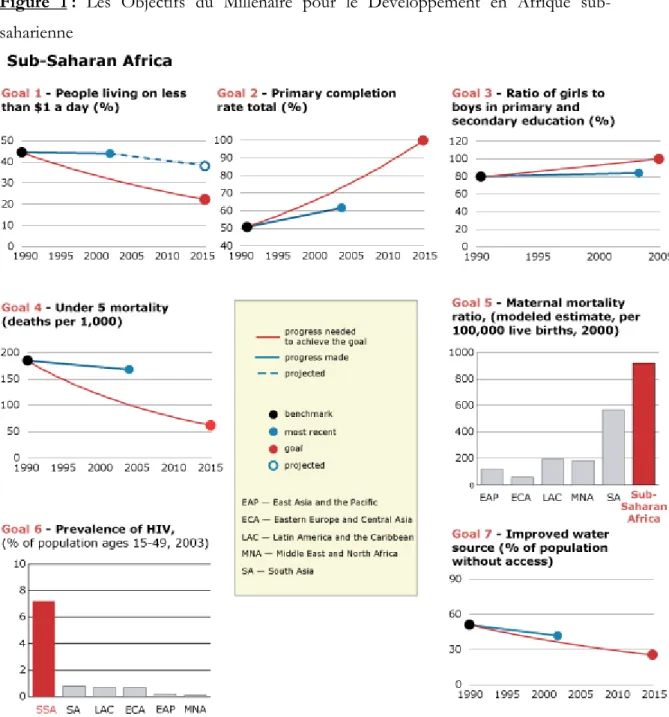 Figure 1 :  Les Objectifs du Millénaire pour le Développement en Afrique sub- sub-saharienne 