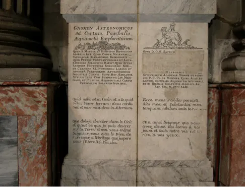 Figure 8 – Texte grav´ e au pied de l’ob´ elisque, en partie mutil´ e ` a la R´ evolution fran¸caise