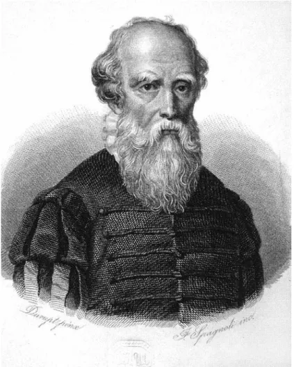 Figure 4. Un des nombreux portraits  imaginaires  du  XIX e  siècle.  N'est-il pas  admirable,  ce  vieillard qui vient  de  donner  son  cours  aux  plus  hautes  sommités  de  son  temps  ?  Tous  les  artistes  d'alors s'accordent  à  lui  attribuer  ce