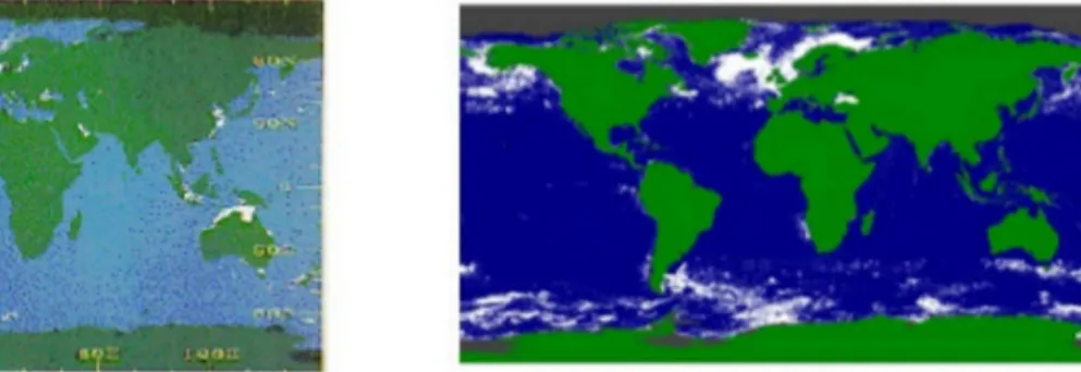 Fig. 5. Images composites satellitaires de calcite entre 1979 et 1984 et entre 1997 et 2003