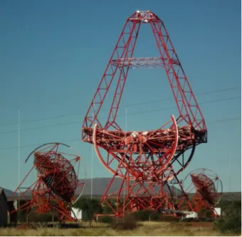 Figure 10: The new telescope of the phase II of H.E.S.S., built in the middle of the four-telescope array of H.E.S.S.