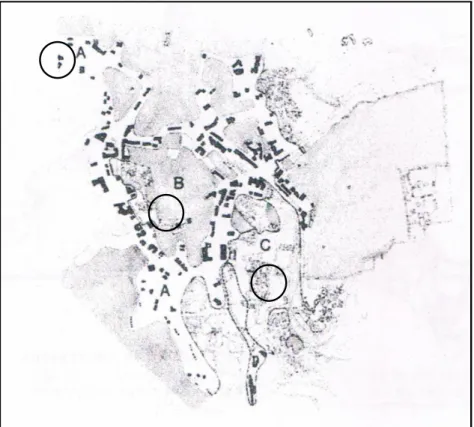 Figure 3  Zones visibles et non visibles au niveau de Jérusalem  