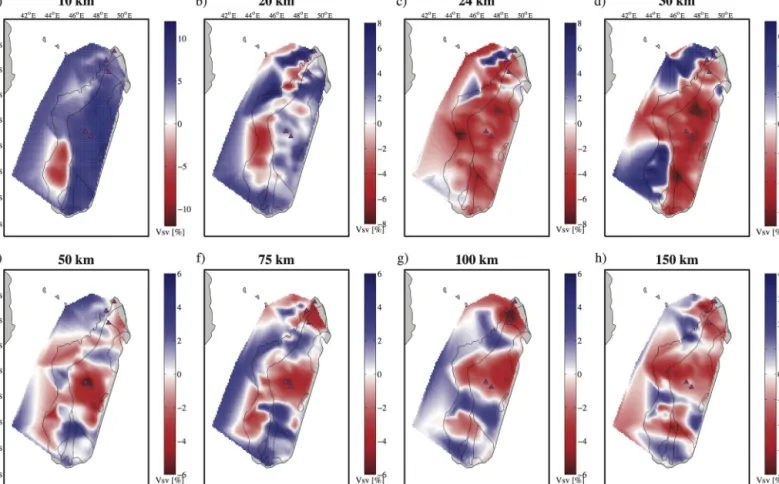 Fig. 6. Relative shear velocities with respect to PREM. The reference model has been modified in the top 40 km (Supplementary Fig
