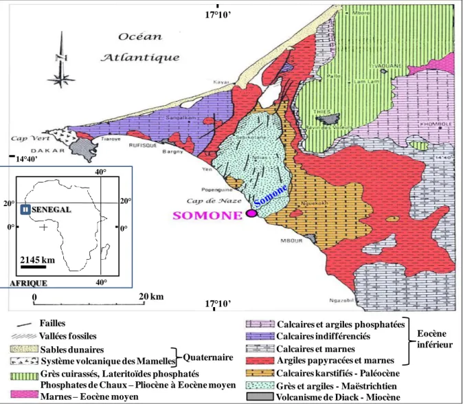 Figure 4 : Carte géologique de la presqu’île du Cap-Vert (d’après Ducasse et al., 1978) 