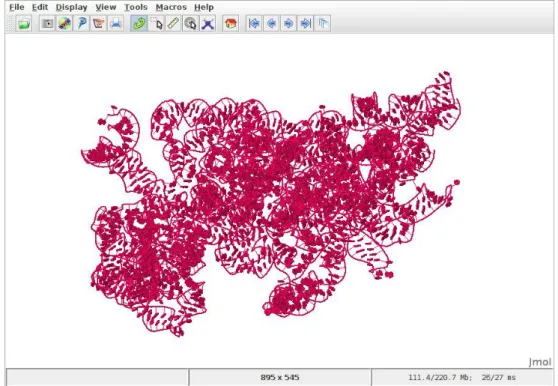 Figure 3.3: The window of Jmol with an unscripted and unformatted PDB entry of the Homo sapiens ribosome on display (PDB ID: 3J3D).