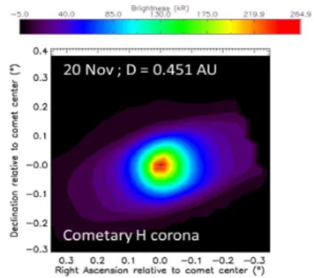 Fig. 2 Example of map of the Lyman- α  emission  around ISON obtained by SPICAV-UV 