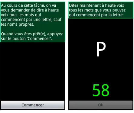 Figure 22. Screenshots of the phonemic fluency test 