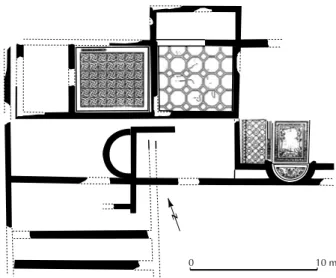Fig. 20 – Bordeaux (Gironde). Plan de la maison aux Mosaïques dans l’îlot Saint-Christoly (d’après Balmelle, 1996b, p