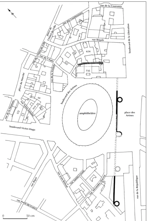 Fig. 30 – Nîmes (Gard). Plan de l’enceinte tardive (d’après Barruol et al., 1982, p. 274, fig