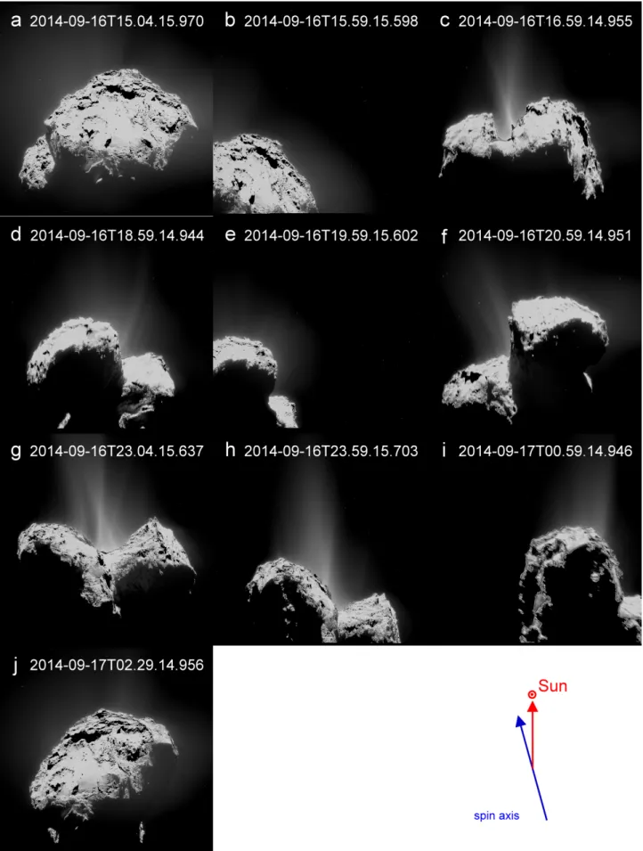 Fig. 2. Wide-angle camera image sequence acquired from 15:04 UT on September 16 to 02:29 UT on September 17, 2014