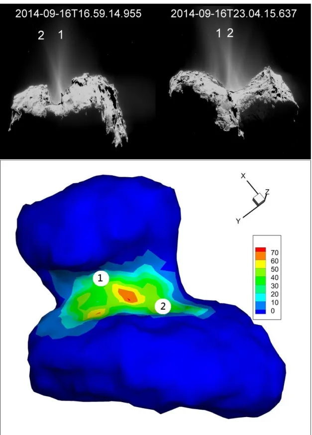 Fig. 7. Locations of the potential source regions of the jets emitted from the neck region
